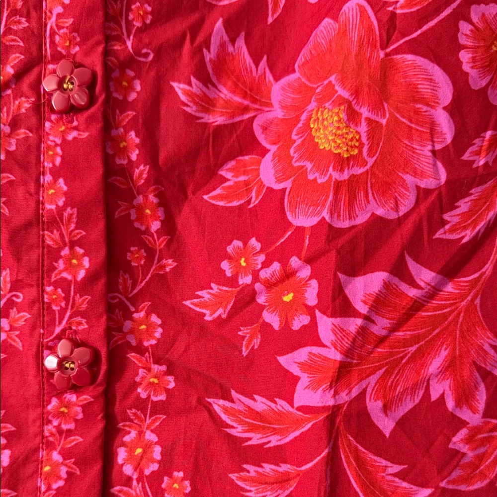 FARM Rio Floral Red Puff-Sleeve Dress NWOT - Picture 7 of 15